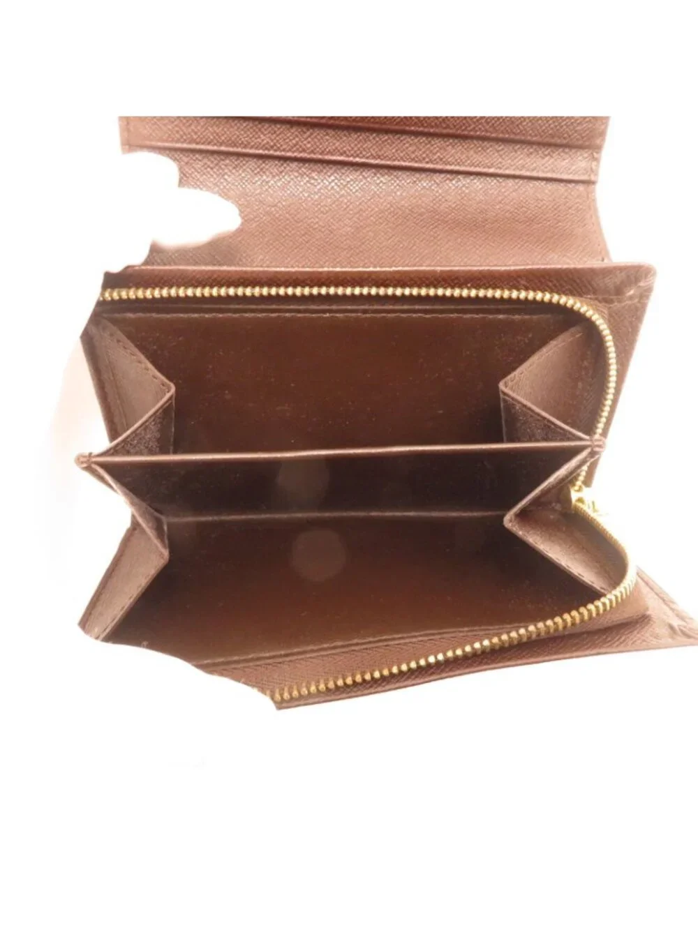 Louis Vuitton Porte Monnaie Billets Tresor Damier Wallet Canvas Brown Coin Purse